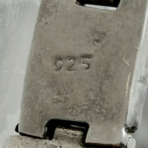 Vintage Sterling Silver Onyx Signed Link Bracelet - Picture 7 of 8